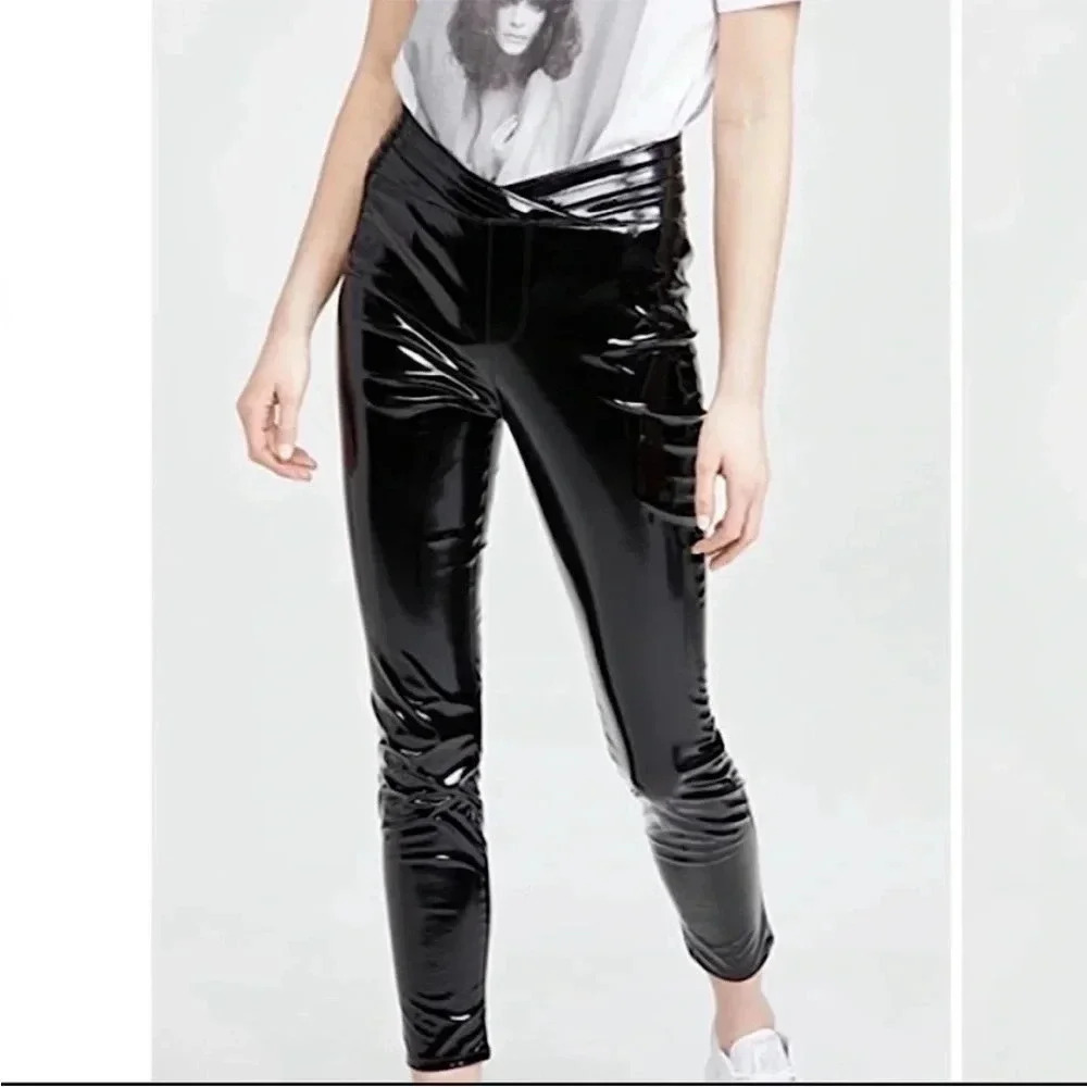 Rta Black Kyle Bombette Pvc Leggings Pants